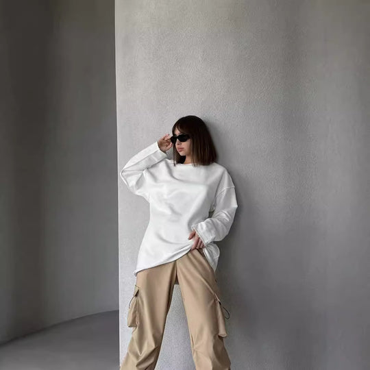 Damen Oversize-Sweatshirt mit rohem Saum und überschnittenen Schultern Shop Nory