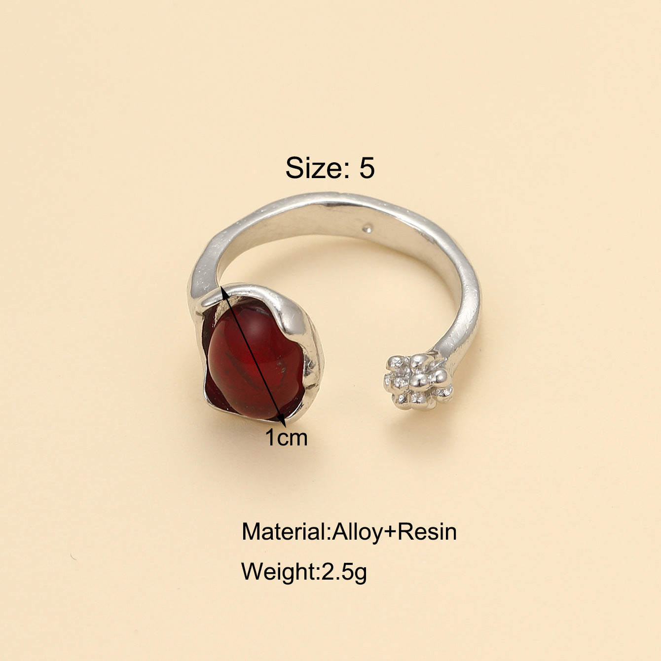 Damenring mit kunstvollem Design und rotem Kristall Shop Nory