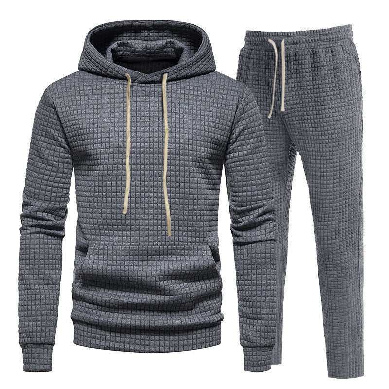 Herren Waffelstruktur-Freizeitset mit Kapuzenpullover und Tunnelzug-Jogginghose Shop Nory