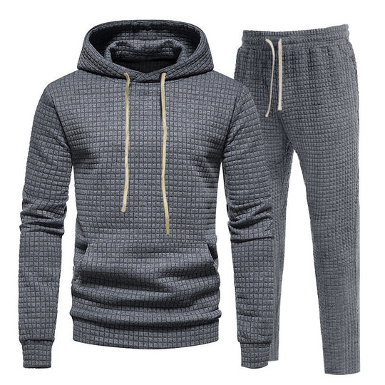 Herren Waffelstruktur-Freizeitset mit Kapuzenpullover und Tunnelzug-Jogginghose Shop Nory