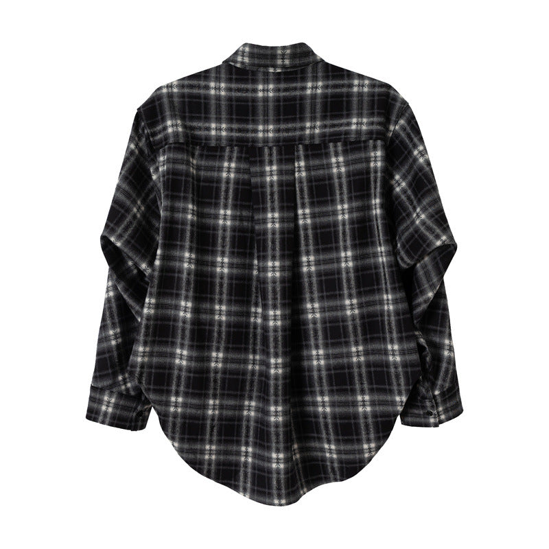 Damen Oversize-Flanellhemd mit asymmetrischem Saum Shop Nory