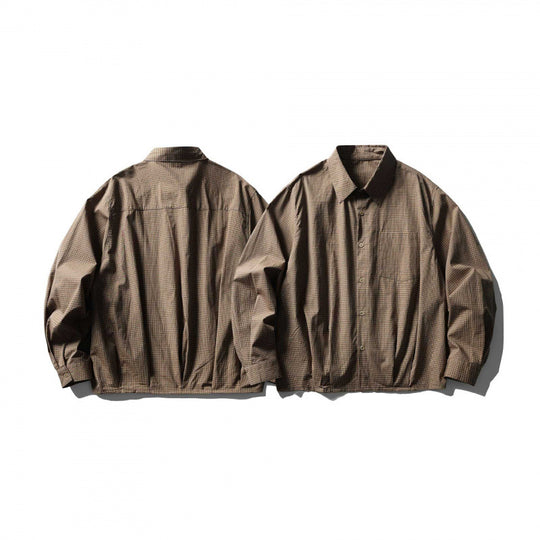 Herren Kurz geschnittenes kastiges Overshirt mit Karomuster, Hemdkragen und elastischem Saum Shop Nory