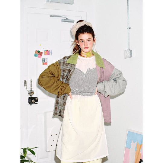 Damen Patchwork‑Blousonjacke im Boxy‑Cut mit Kordkragen Shop Nory