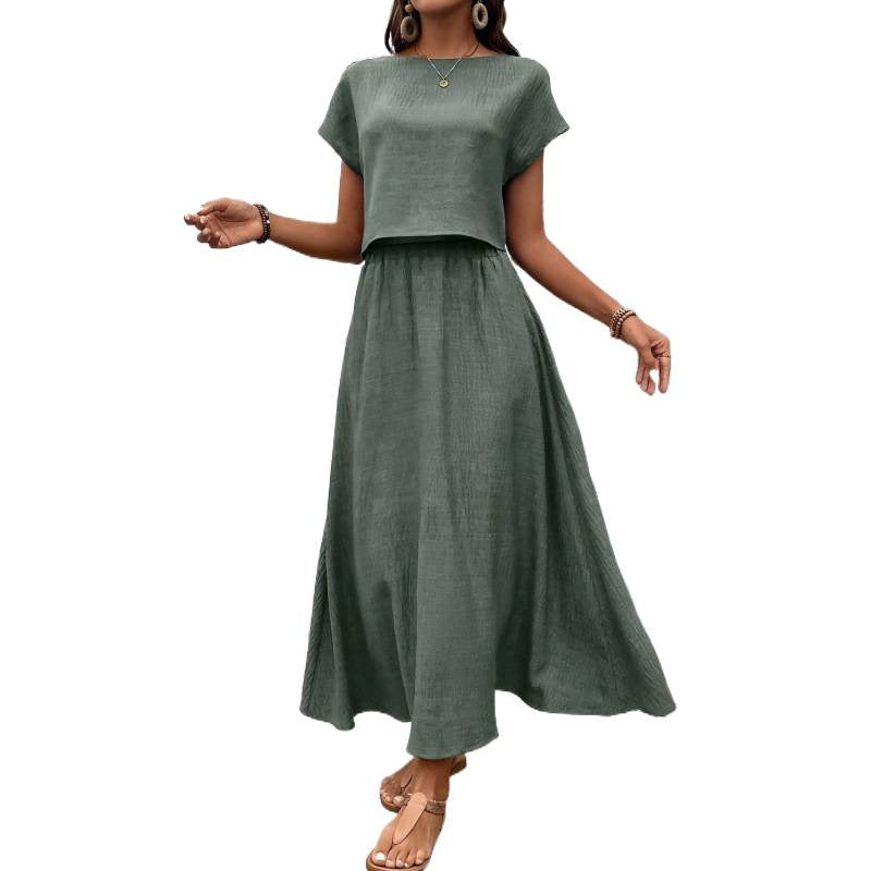 Damen Maxikleid mit tailliertem Oberteil und fließendem Rock