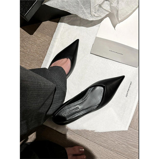 Damen Spitz zulaufende Lederoptik-Slipper mit ergonomischem Komfortfußbett Shop Nory
