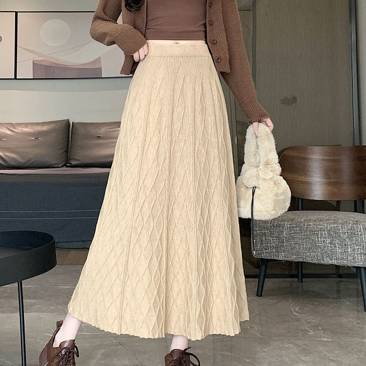 Damen Langer, plissierter Rock mit Rautenmuster Shop Nory