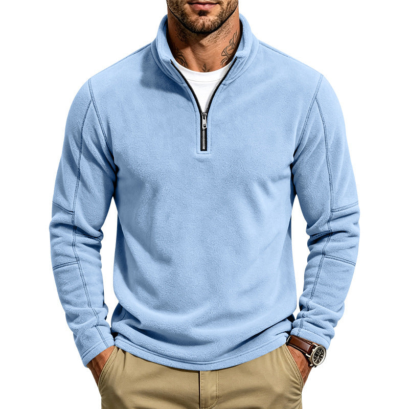 Herren Fleece-Pullover mit kurzem Reißverschluss und Stehkragen Shop Nory