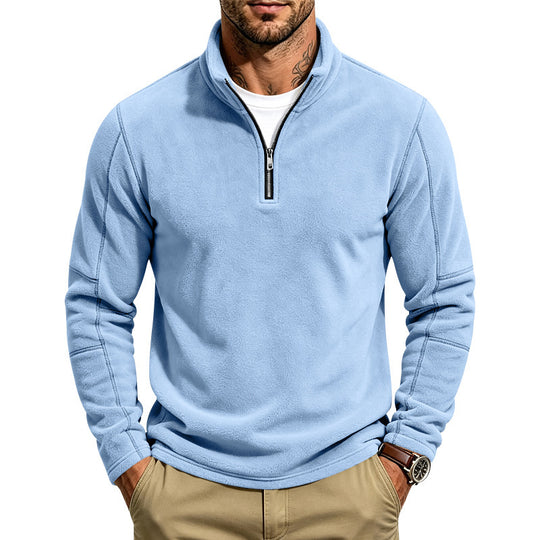 Herren Fleece-Pullover mit kurzem Reißverschluss und Stehkragen Shop Nory