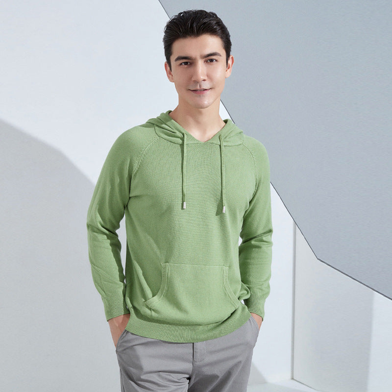 Herren Leichter Kapuzen-Feinstrickpullover mit Kängurutasche und Raglanärmeln Shop Nory