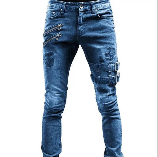 Herren Jeans mit stylischem Reißverschluss und Distressed-Details