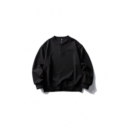 Unisex Waffelstrick-Henley-Sweatshirt im Oversize‑Cut mit Knopfleiste Shop Nory