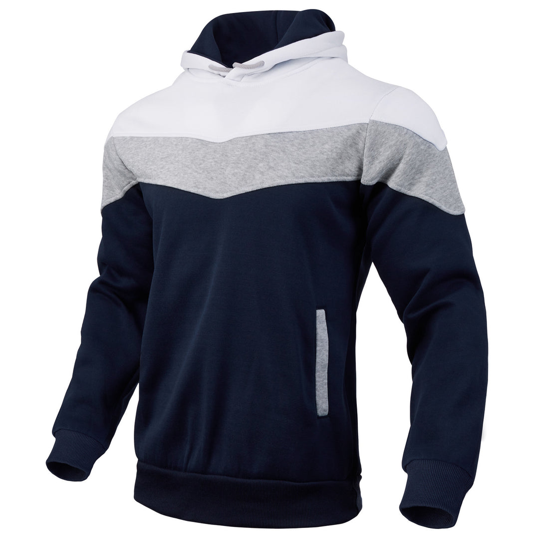 Herren Colorblock-Kapuzenpullover mit hohem Schalkragen, verdeckten Eingrifftaschen und gerippten Bündchen Shop Nory