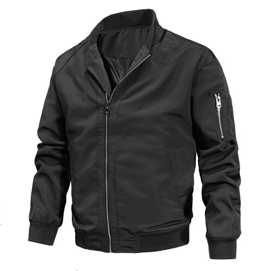 Herren Leichter urbaner Bomber mit Stehkragen, Reißverschluss-Ärmeltasche und Rippbündchen Shop Nory
