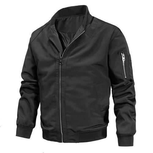 Herren Leichter urbaner Bomber mit Stehkragen, Reißverschluss-Ärmeltasche und Rippbündchen Shop Nory