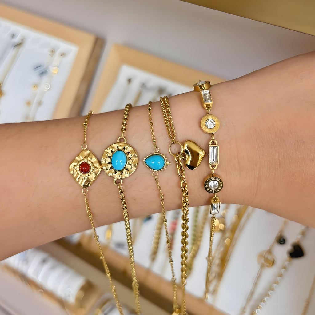 Damen zartes Armband mit goldplattierten Elementen und exquisite Perlenakzent Shop Nory