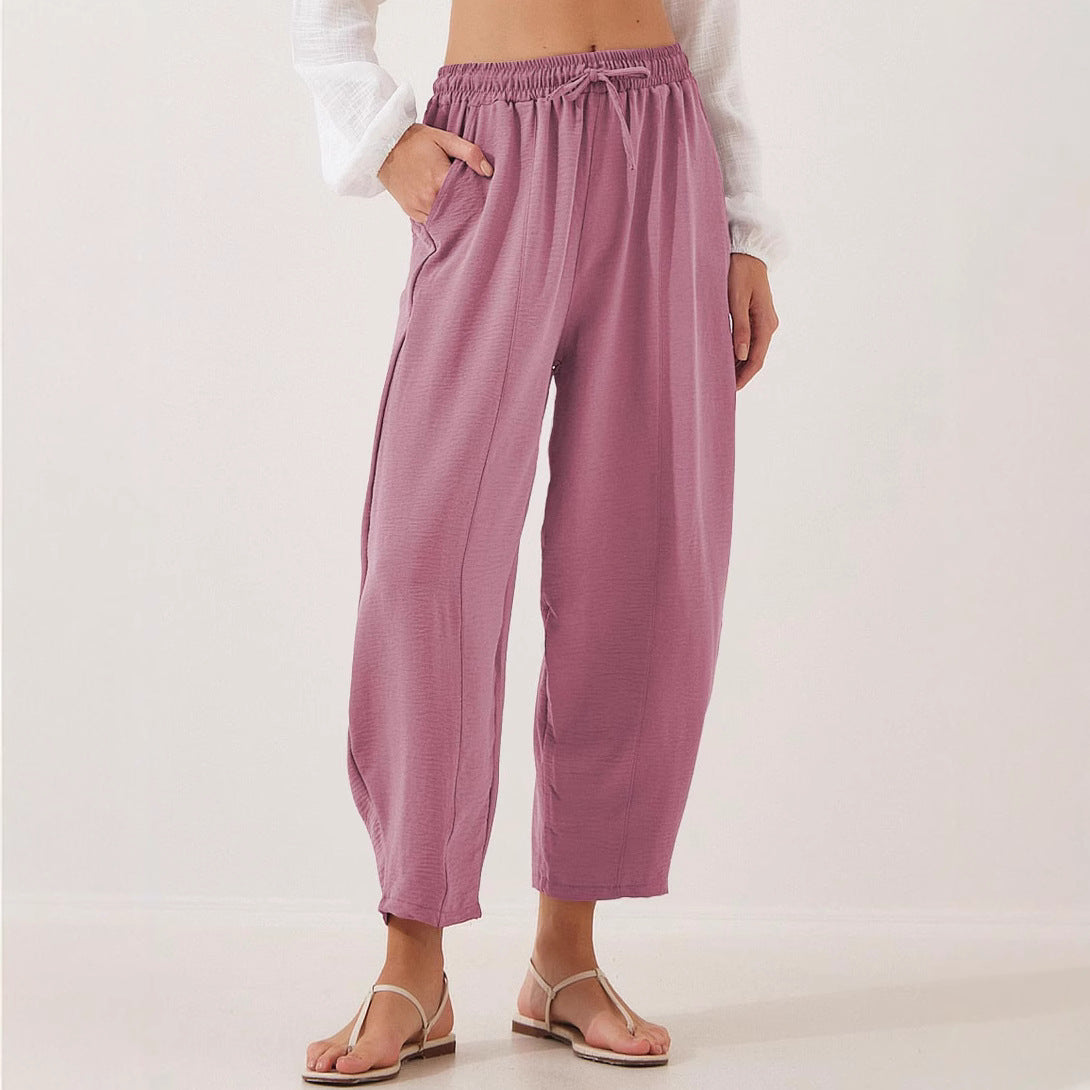Damen lässige Freizeithose mit elastischem Bund und praktischen Seitentaschen
