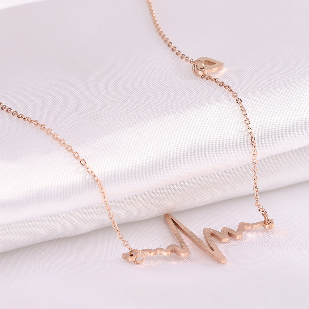 Damen Halskette mit EKG-Motiv aus edlem Metall Shop Nory