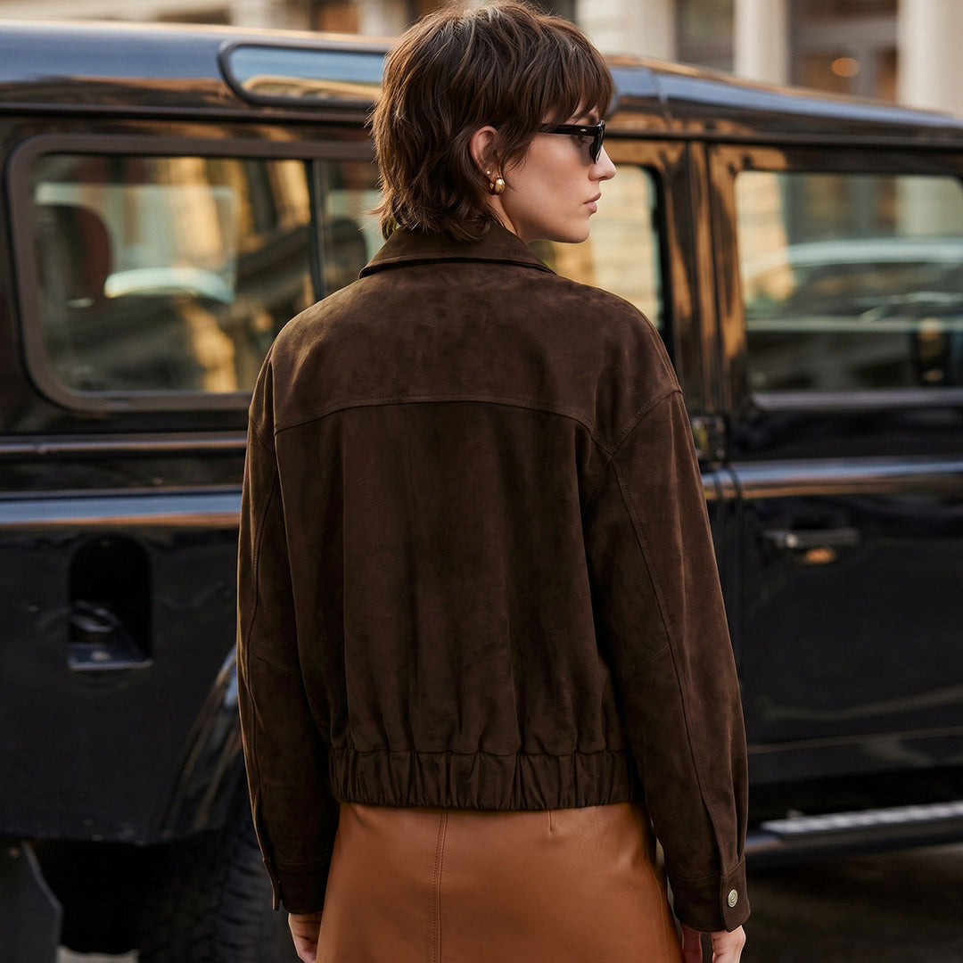 Damen Suede Bikerjacke Shop Nory