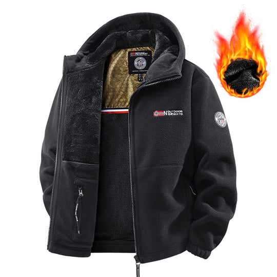 Herren Thermo-Fleecejacke mit dichter Teddy-Innenfütterung und Stehkragen Shop Nory
