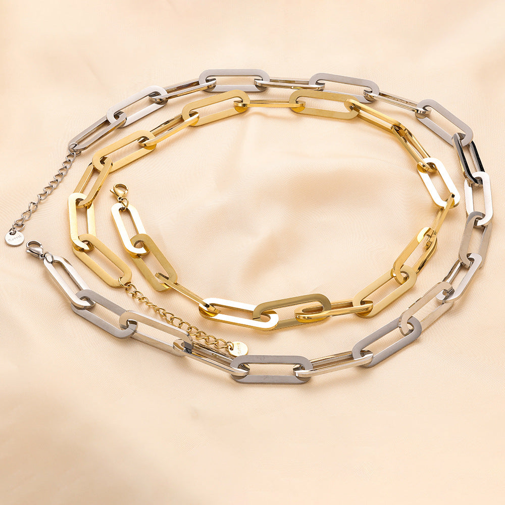 Damen Halskette aus hochwertigem Edelstahl mit modernem Glieder-Design Shop Nory