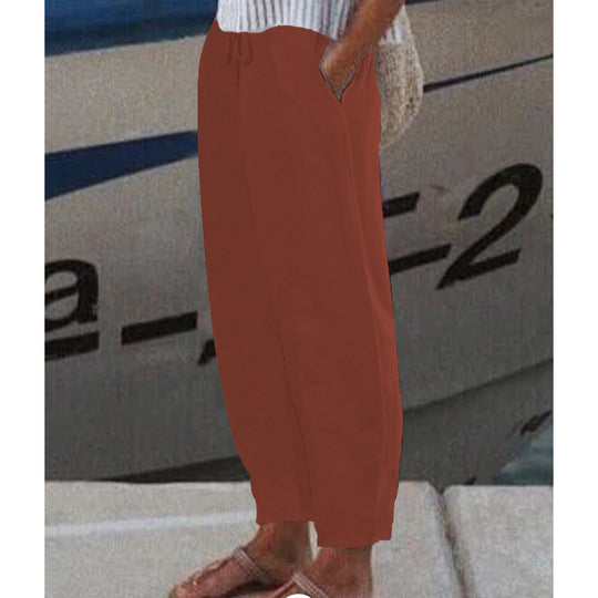 Damen Ankle Harem Hose mit Kordelzug, Seitentaschen und elastischem Knöchelbund Shop Nory