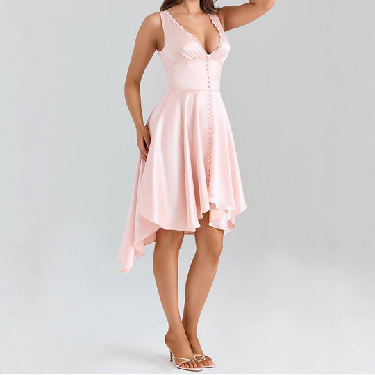 Damen Elegantes Hochzeitskleid mit Rüschen und asymmetrischem Saum
