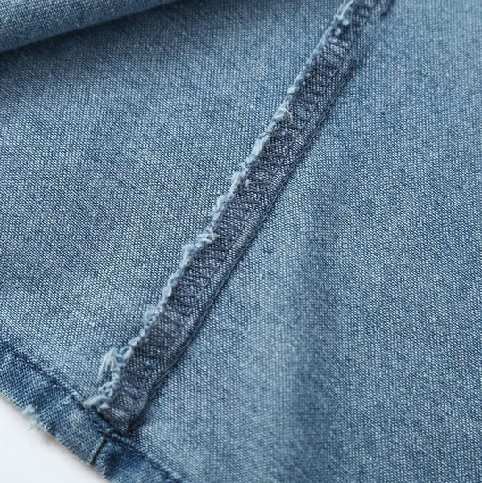 Damen Denim-Hemdbluse mit leichtem Puffärmel und klassischem Hemdkragen Shop Nory