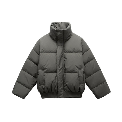 Unisex Boxy wattierte Kurzjacke mit hohem Stehkragen und elastischem Saum Shop Nory