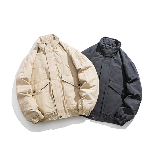 Herren Boxy Utility-Bomberjacke mit Stehkragen und aufgesetzten Klappentaschen Shop Nory