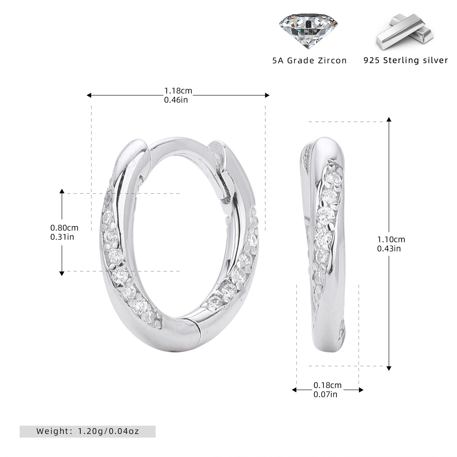 Damen Creolen mit funkelnden Zirkonia und hochwertigem 925 Sterling Silber Shop Nory
