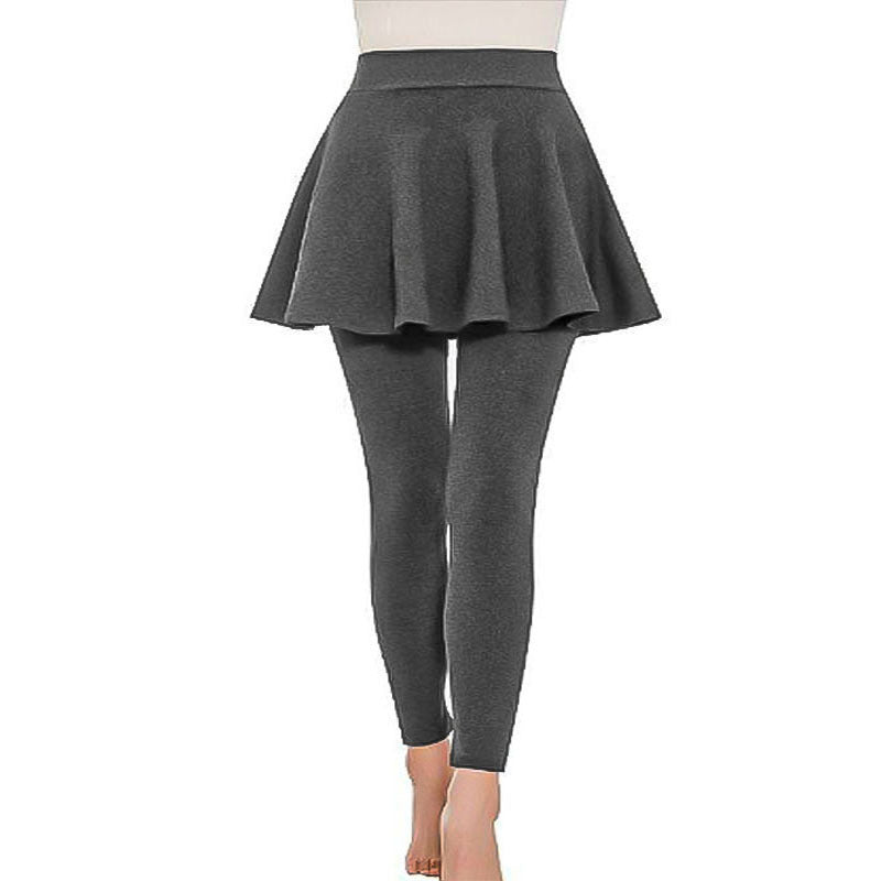 Damen Leggings mit rockähnlicher Einlage und hohem Bund