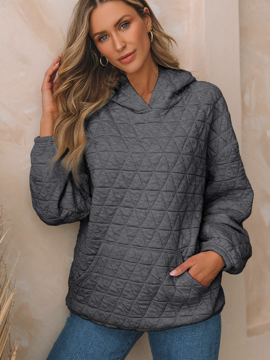 Damen Gepolsterter Stepp-Kapuzenpullover mit Kängurutasche Shop Nory