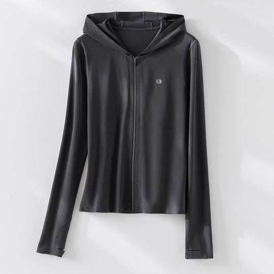 Damen Leichte Kapuzenjacke mit durchgehendem Reißverschluss, Slim‑Fit und Daumenloch Shop Nory