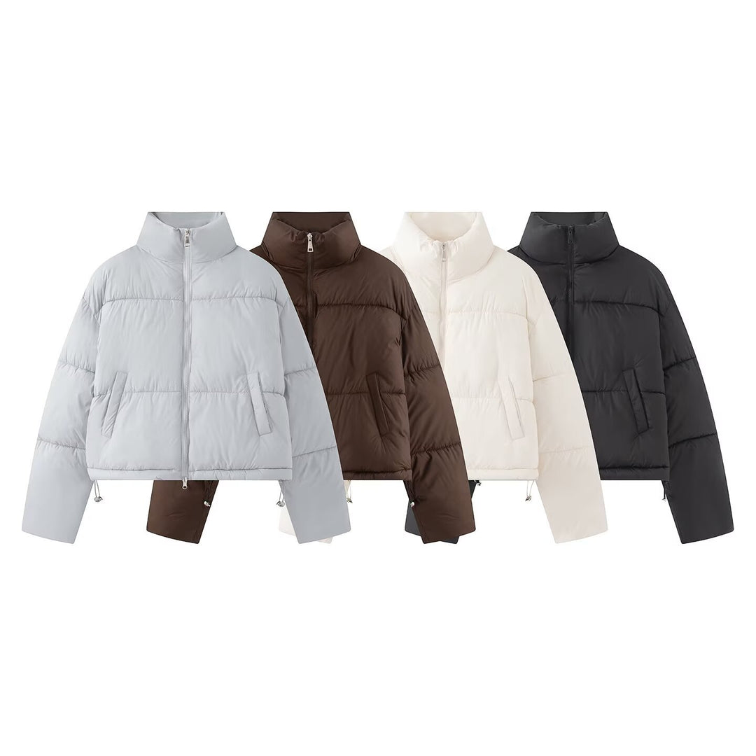 Damen Gekürzte Oversize-Pufferjacke mit hohem Stehkragen und Zwei-Wege‑Reißverschluss Shop Nory
