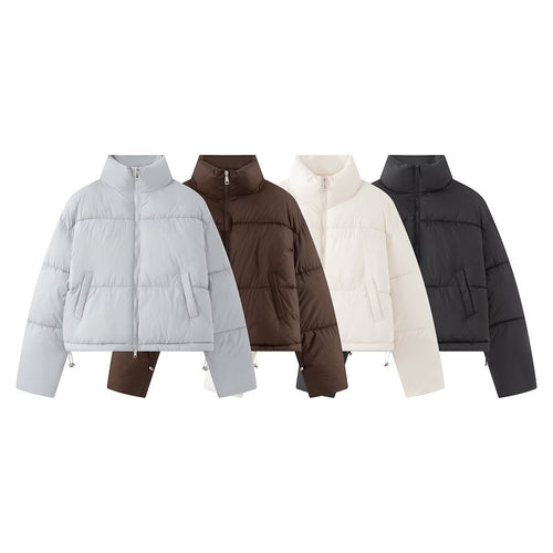 Damen Gekürzte Oversize-Pufferjacke mit hohem Stehkragen und Zwei-Wege‑Reißverschluss Shop Nory