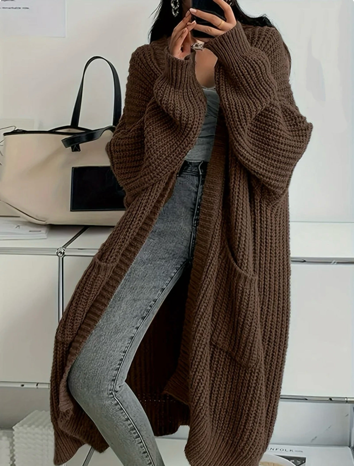 Damen Strickmantel im Oversized-Stil