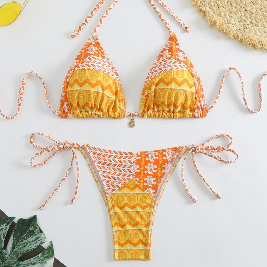 Damen Triangel-Bikini-Set mit verspieltem Blumenmuster
