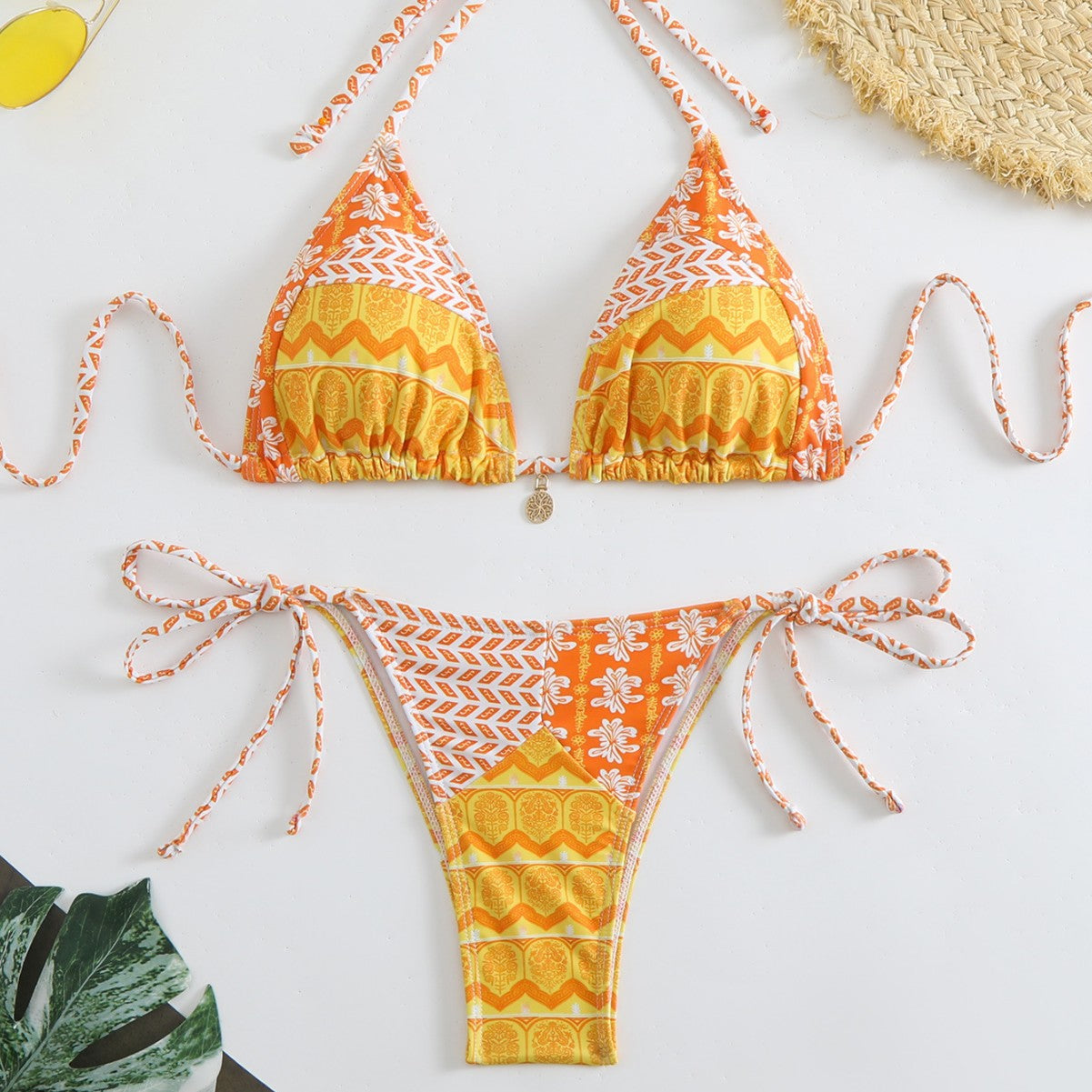Damen Triangel-Bikini-Set mit verspieltem Blumenmuster