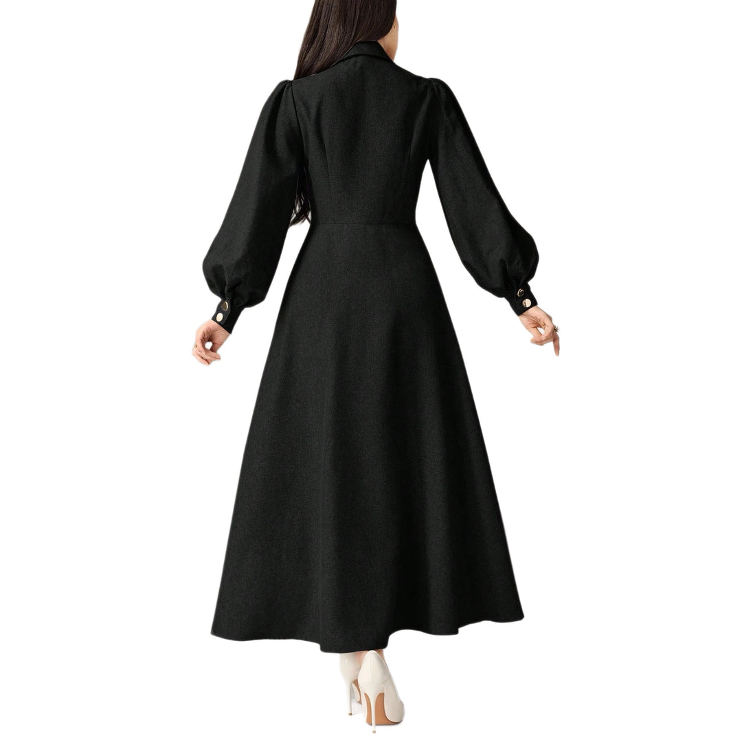 Damen Tailliertes Midikleid mit Ballonärmeln und Reverskragen Shop Nory