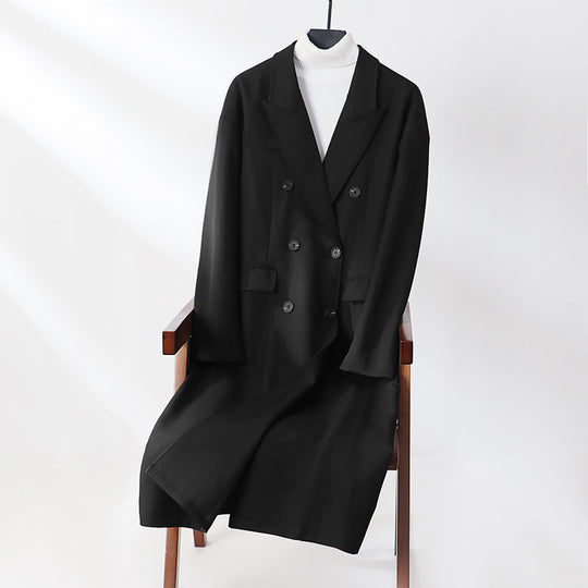 Damen Doppelreihiger Longline-Mantel mit Oversize-Schnitt und fallendem Revers Shop Nory