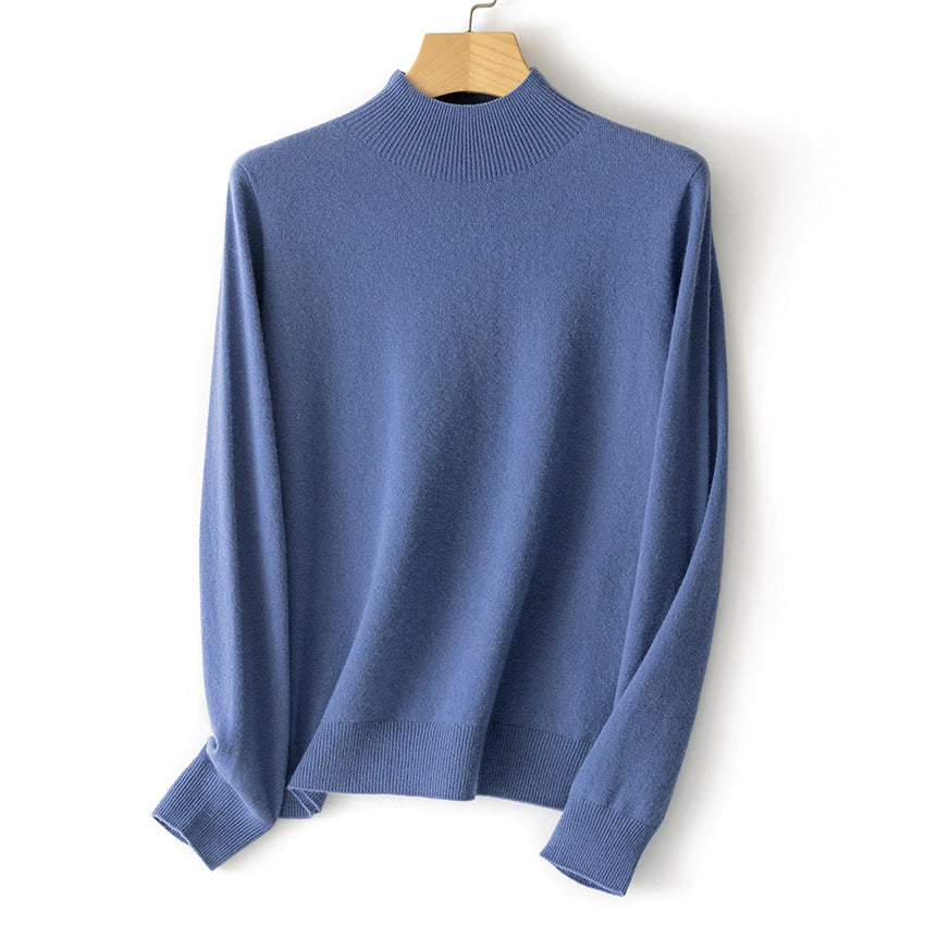 Damen Feiner Stehkragen-Pullover aus Kaschmir-Mix mit gerippten Abschlüssen Shop Nory