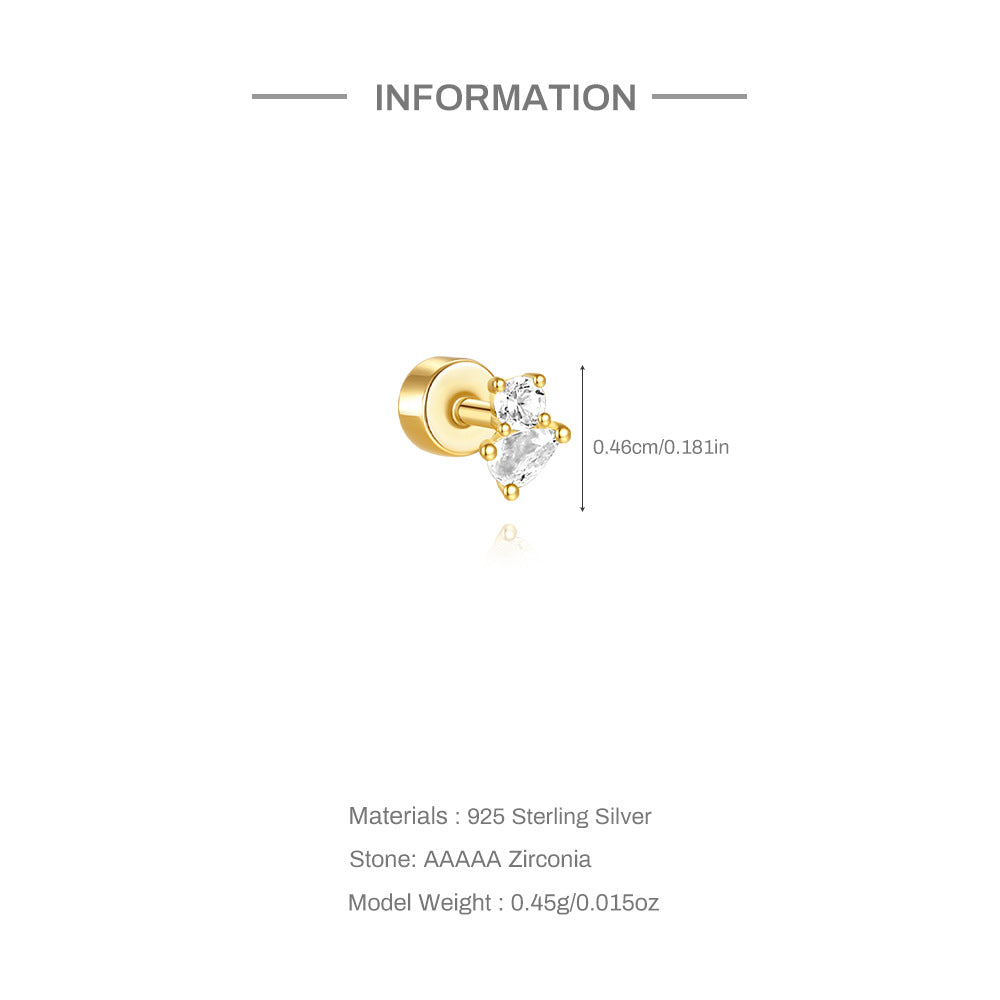 1 Stück Ohrknorpelringe & Steckern Einfacher Stil Klassischer Stil Geometrisch 925 Sterling Silber Opal Zircon Ohrknorpelringe & Steckern | Shop Nory