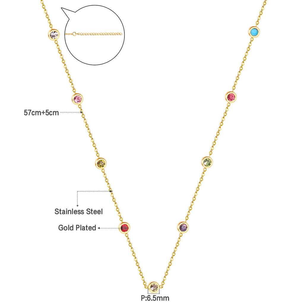 Damen elegante Goldplattierte Halskette mit funkelnden Zirkonia-Steinen Shop Nory