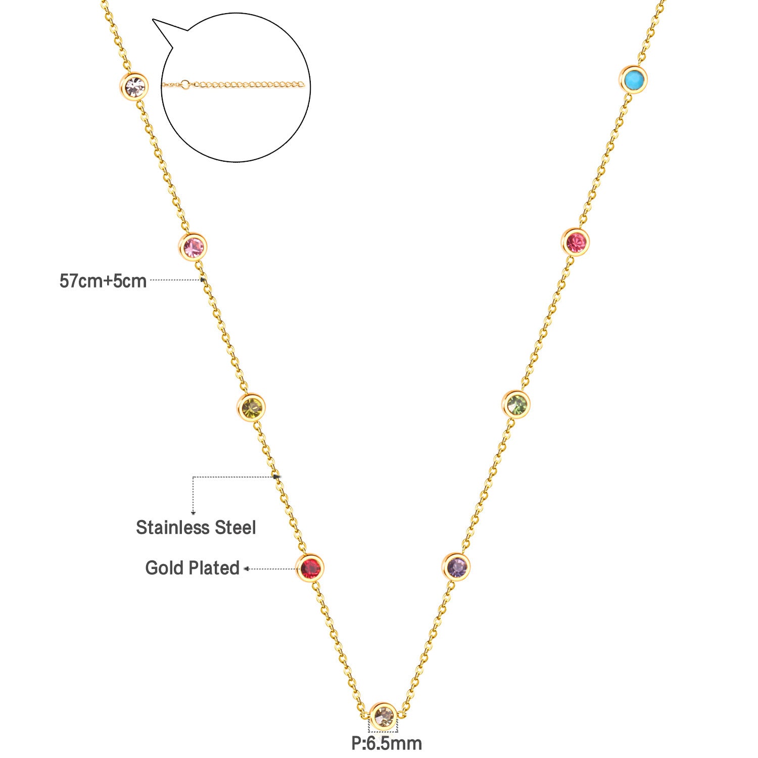 Damen elegante Goldplattierte Halskette mit funkelnden Zirkonia-Steinen Shop Nory