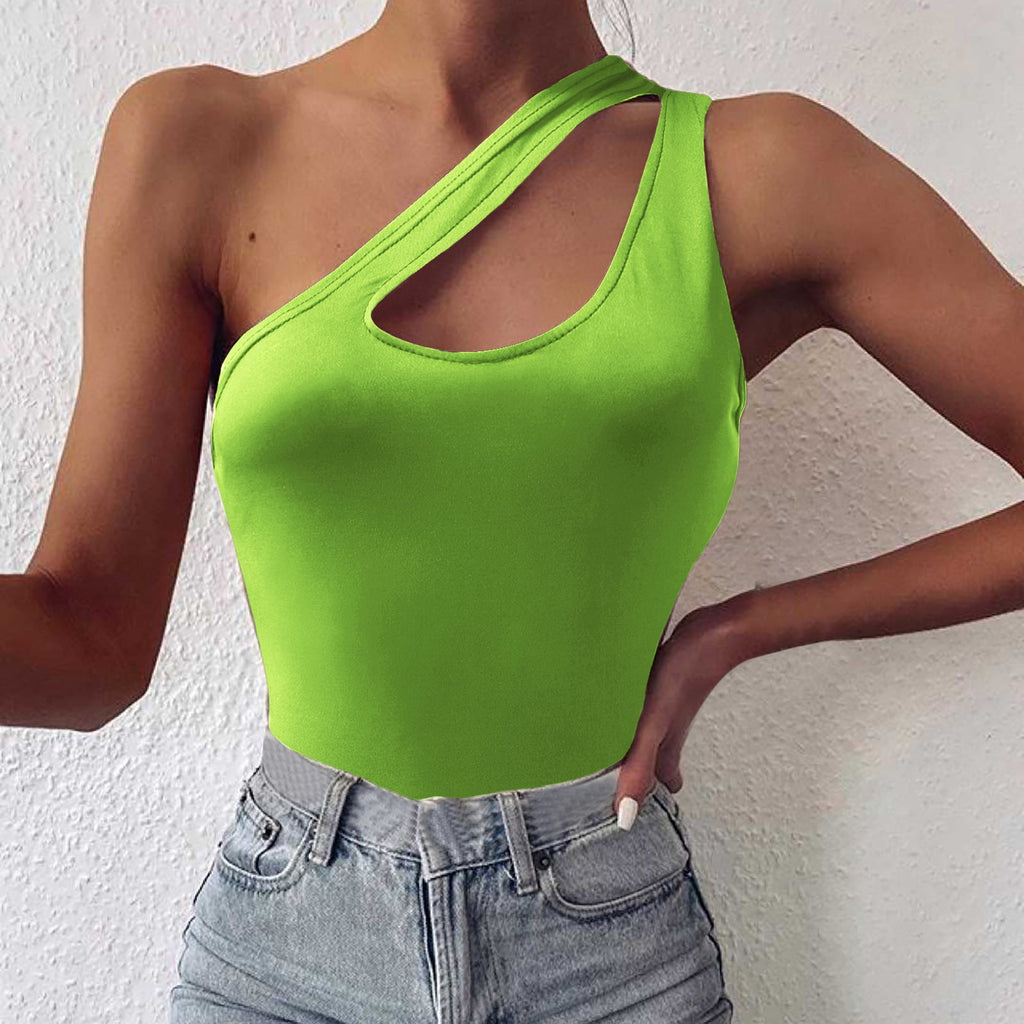 Damen asymmetrisches Bodysuit mit modischem Cut-Out