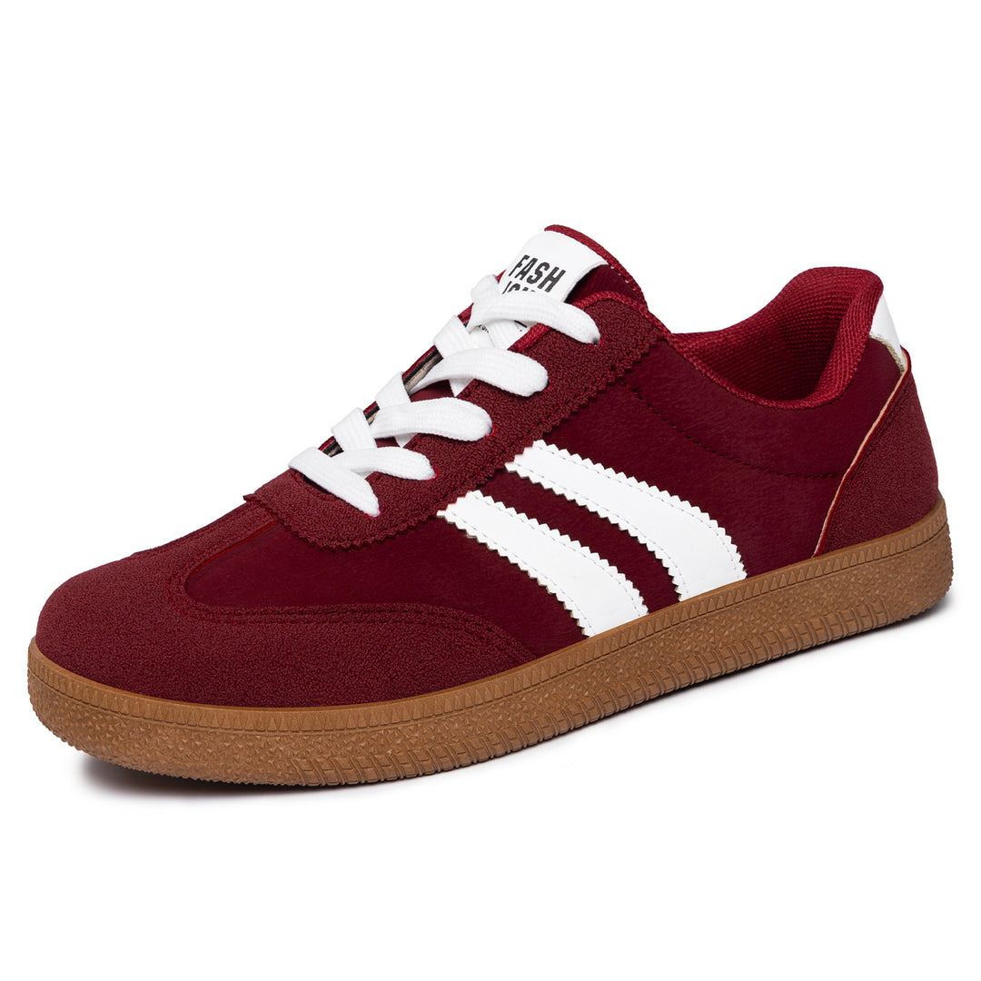Herren nan retro Sneaker mit Velours- und Textilobermaterial, klassischer Drei-Streifen-Optik und profilierter Gumminsohle Shop Nory