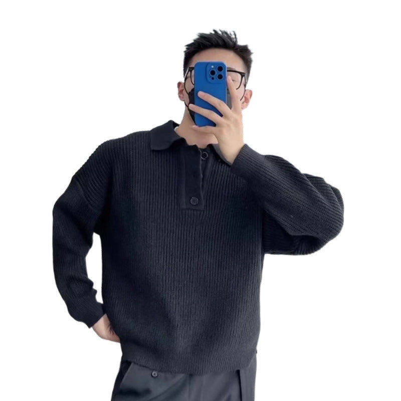 Herren Feinstrick-Polo-Pullover mit Halbschlupf‑Knopfleiste, Rippstruktur und Seitenschlitzen Shop Nory
