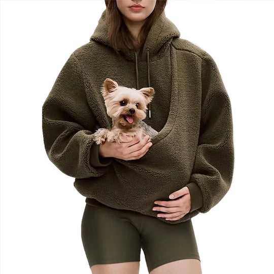 Damen nan Oversize Sherpa-Hoodie mit integriertem Haustiertaschen-Design Shop Nory