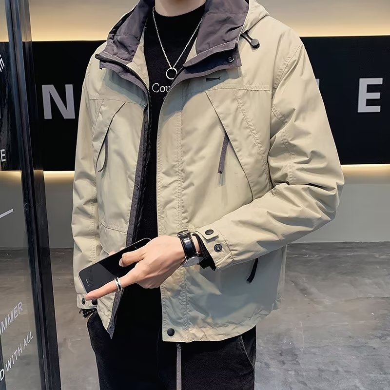 Herren Leichte Funktionsjacke mit Kapuze, wasserabweisender Mikro-Finish und Multifunktions-Taschen Shop Nory