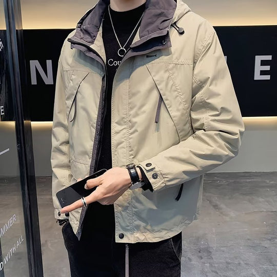 Herren Leichte Funktionsjacke mit Kapuze, wasserabweisender Mikro-Finish und Multifunktions-Taschen Shop Nory